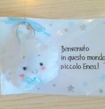 Load image into Gallery viewer, Bomboniera nuvola, bomboniera battesimo, nuvola feltro, nuvoletta portachiavi, nuvoletta nascita SabrinaDesign