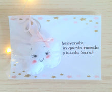 Carica l'immagine nel visualizzatore di Gallery, Bomboniera nuvola, bomboniera battesimo, nuvola feltro, nuvoletta portachiavi, nuvoletta nascita SabrinaDesign
