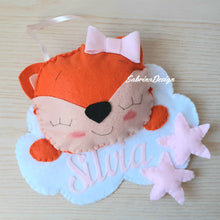 Carica l'immagine nel visualizzatore di Gallery, Fiocco nascita volpe, fiocco nascita nuvola, decorazione culla, decorazione cameretta neonati