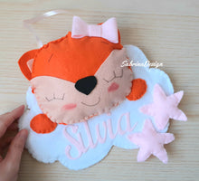 Carica l'immagine nel visualizzatore di Gallery, Fiocco nascita volpe, fiocco nascita nuvola, decorazione culla, decorazione cameretta neonati