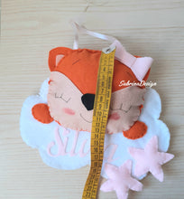 Carica l'immagine nel visualizzatore di Gallery, Fiocco nascita volpe, fiocco nascita nuvola, decorazione culla, decorazione cameretta neonati