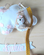 Carica l'immagine nel visualizzatore di Gallery, Fiocco nascita nuvola, fiocco nascita volpe, fiocco nascita feltro, decorazione cameretta neonati