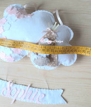 Carica l'immagine nel visualizzatore di Gallery, Fiocco nascita nuvola, fiocco nascita volpe, fiocco nascita feltro, decorazione cameretta neonati