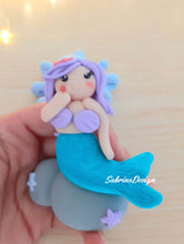 Load image into Gallery viewer, Cake topper sirena, cake topper animali mare, cake topper battesimo, torta compleanno sirena SabrinaDesign