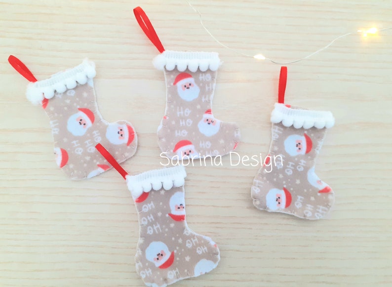 3 Calze Natalizie Mini Da Appendere - 17x9 Cm, Rosa, Personalizzabili, Per Albero O Camino