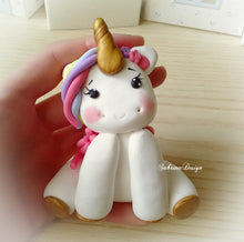 Carica l'immagine nel visualizzatore di Gallery, Cake topper unicorno, topper battesimo, topper comunione, festa unicorno SabrinaDesign