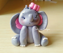 Load image into Gallery viewer, Cake topper elefante, torta nascita, torta battesimo, torta comunione SabrinaDesign