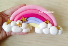 Load image into Gallery viewer, Cake topper arcobaleno, torta arcobaleno, torta nascita, topper battesimo SabrinaDesign