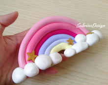 Load image into Gallery viewer, Cake topper arcobaleno, torta arcobaleno, torta nascita, topper battesimo SabrinaDesign