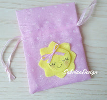 Carica l'immagine nel visualizzatore di Gallery, Sacchettino bomboniera sole, bomboniera sacchetto, bomboniera battesimo, sacchetto confetti, bomboniere nascita, bomboniera sole SabrinaDesign