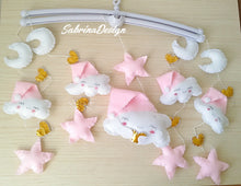 Load image into Gallery viewer, Giostrina culla nuvole, giostrina con musica, giostrina bimba stelle e nuvole