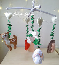 Load image into Gallery viewer, Giostrina culla musicale animali foresta, giostrina volpe, giostrina cerbiatto