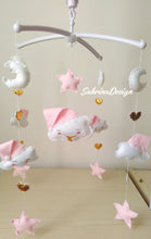 Load image into Gallery viewer, Giostrina culla nuvole, giostrina con musica, giostrina bimba stelle e nuvole