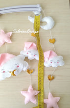 Load image into Gallery viewer, Giostrina culla nuvole, giostrina con musica, giostrina bimba stelle e nuvole