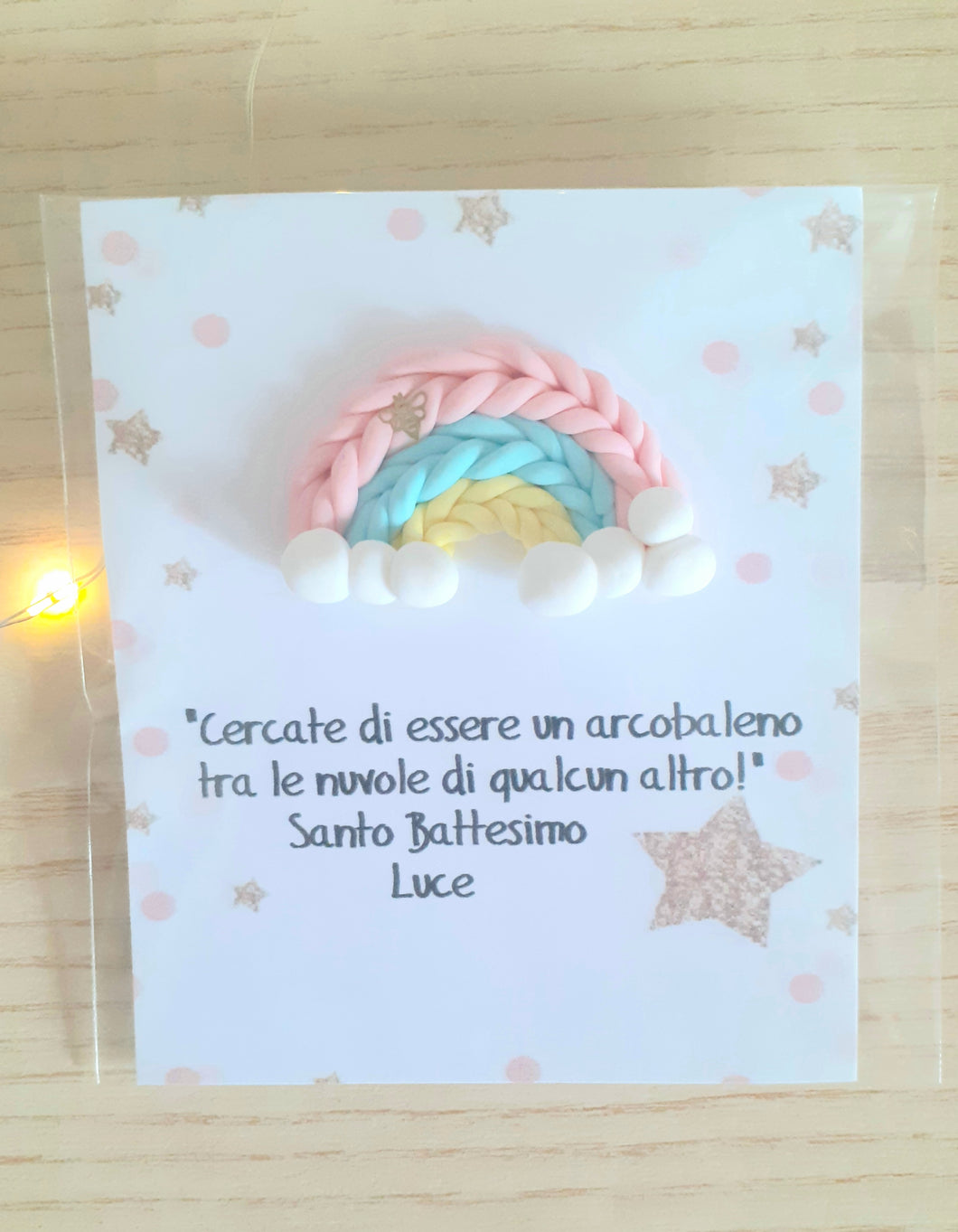 Bomboniera arcobaleno, bomboniera battesimo, bomboniere nascita bimba, segnaposto battesimo SabrinaDesign