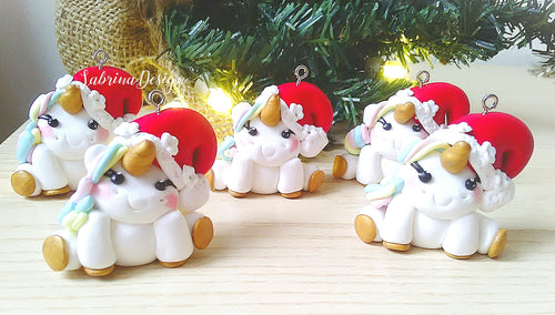 Unicorno di Natale, palline Natale, bomboniera battesimo, decorazioni Natale SabrinaDesign