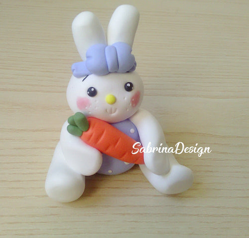 Cake topper coniglio Pasqua, topper nascita, torta Pasqua SabrinaDesign