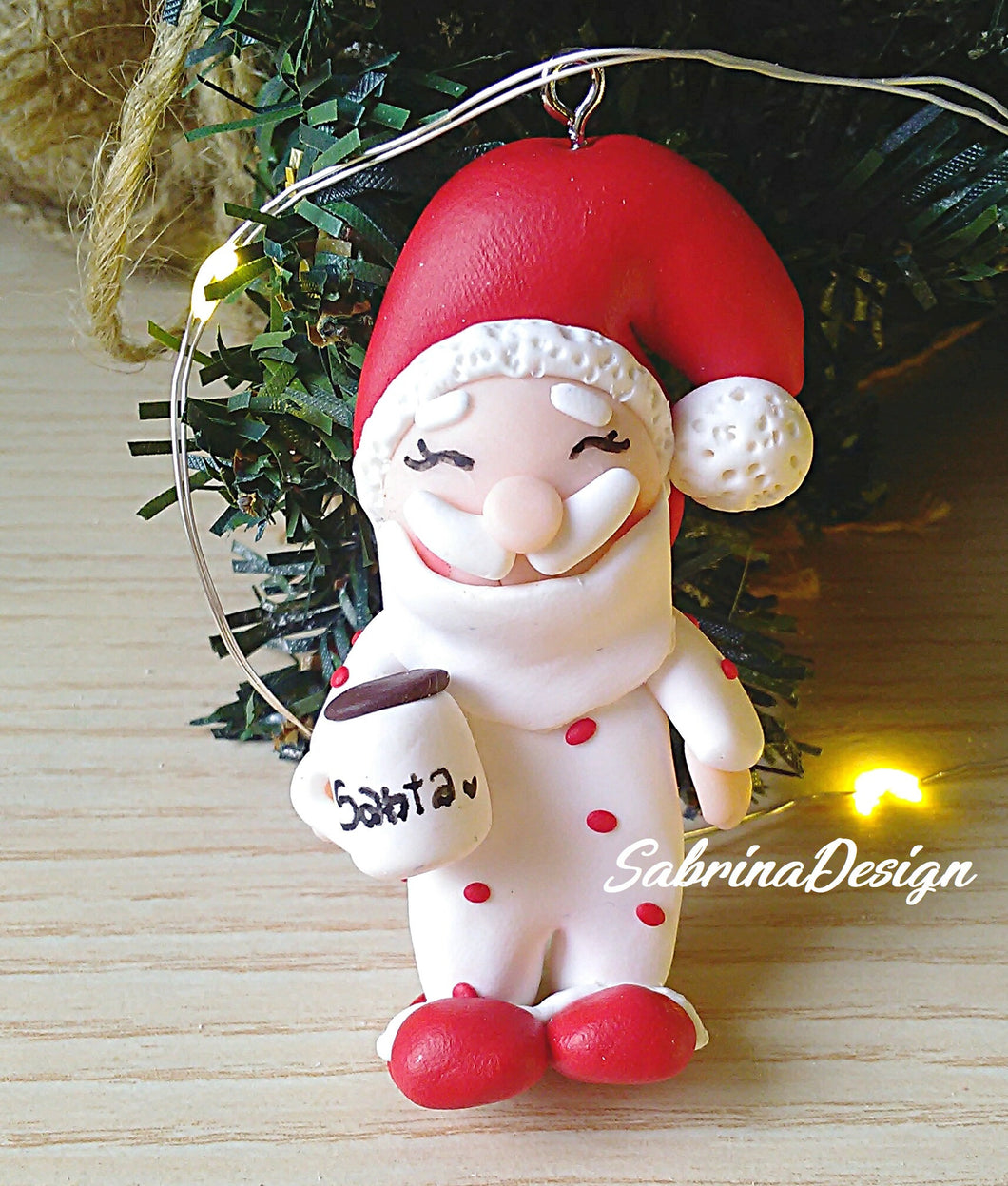 Babbo Natale con pigiama, decorazione albero, palline albero SabrinaDesign